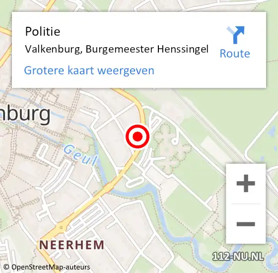 Locatie op kaart van de 112 melding: Politie Valkenburg, Burgemeester Henssingel op 24 november 2024 14:24