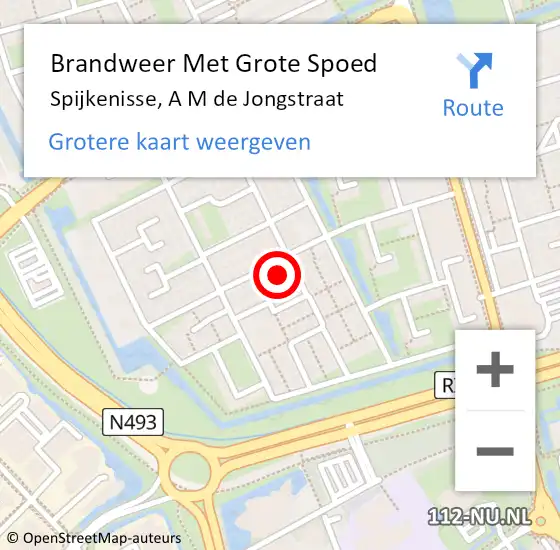 Locatie op kaart van de 112 melding: Brandweer Met Grote Spoed Naar Spijkenisse, A M de Jongstraat op 24 november 2024 14:31