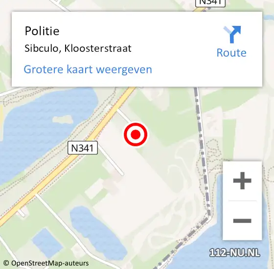 Locatie op kaart van de 112 melding: Politie Sibculo, Kloosterstraat op 24 november 2024 15:01