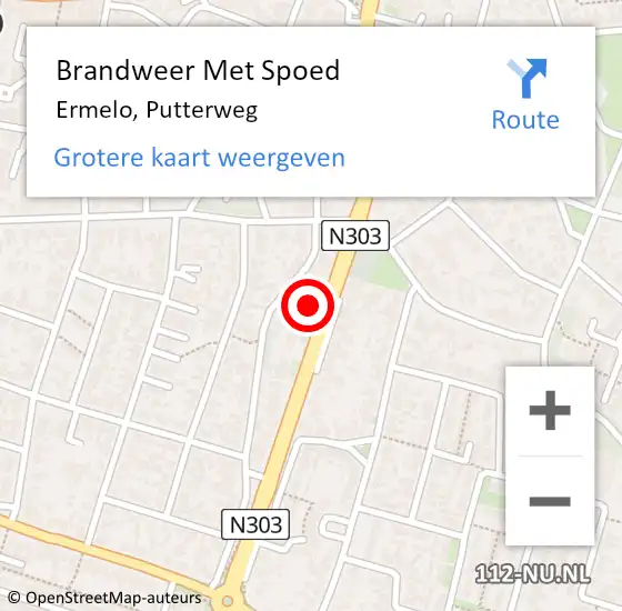 Locatie op kaart van de 112 melding: Brandweer Met Spoed Naar Ermelo, Putterweg op 24 november 2024 15:06