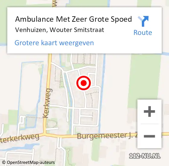 Locatie op kaart van de 112 melding: Ambulance Met Zeer Grote Spoed Naar Venhuizen, Wouter Smitstraat op 24 november 2024 15:15