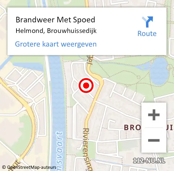 Locatie op kaart van de 112 melding: Brandweer Met Spoed Naar Helmond, Brouwhuissedijk op 24 november 2024 15:30