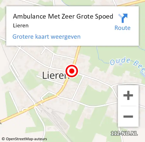 Locatie op kaart van de 112 melding: Ambulance Met Zeer Grote Spoed Naar Lieren op 24 november 2024 15:34