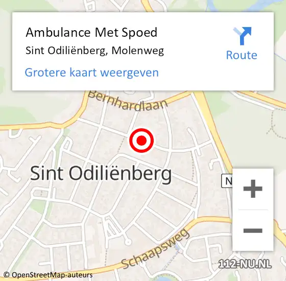 Locatie op kaart van de 112 melding: Ambulance Met Spoed Naar Sint Odiliënberg, Molenweg op 24 november 2024 16:05