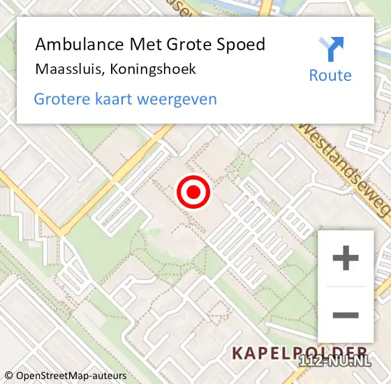 Locatie op kaart van de 112 melding: Ambulance Met Grote Spoed Naar Maassluis, Koningshoek op 24 november 2024 16:08