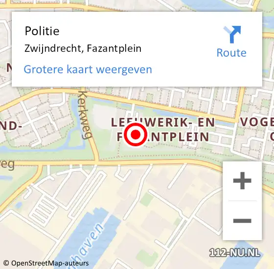 Locatie op kaart van de 112 melding: Politie Zwijndrecht, Fazantplein op 24 november 2024 16:24