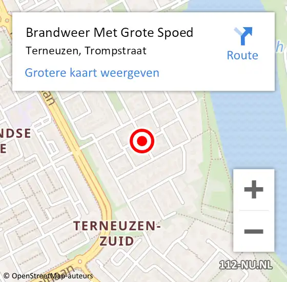 Locatie op kaart van de 112 melding: Brandweer Met Grote Spoed Naar Terneuzen, Trompstraat op 24 november 2024 16:33