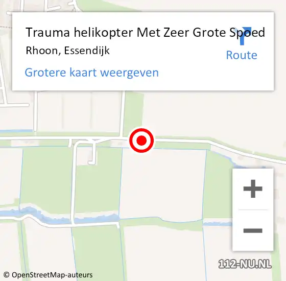 Locatie op kaart van de 112 melding: Trauma helikopter Met Zeer Grote Spoed Naar Rhoon, Essendijk op 24 november 2024 16:43