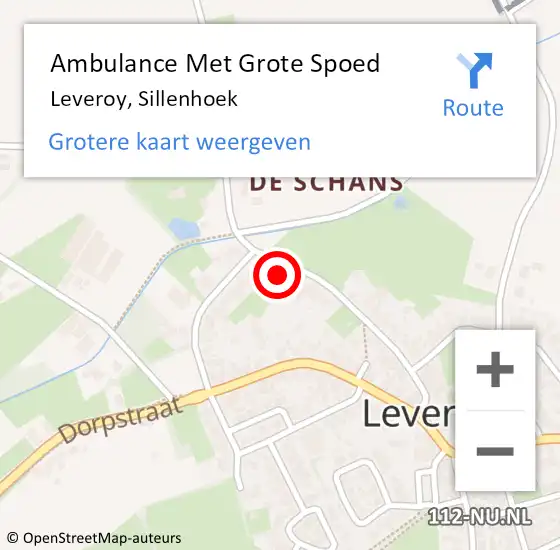 Locatie op kaart van de 112 melding: Ambulance Met Grote Spoed Naar Leveroy, Sillenhoek op 24 november 2024 16:43