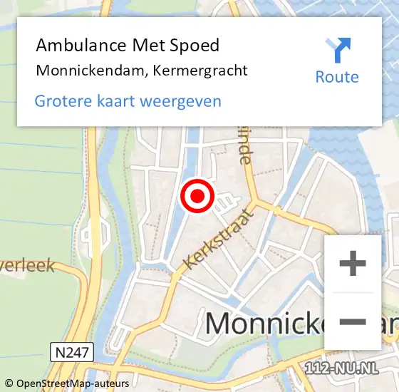 Locatie op kaart van de 112 melding: Ambulance Met Spoed Naar Monnickendam, Kermergracht op 24 november 2024 16:45