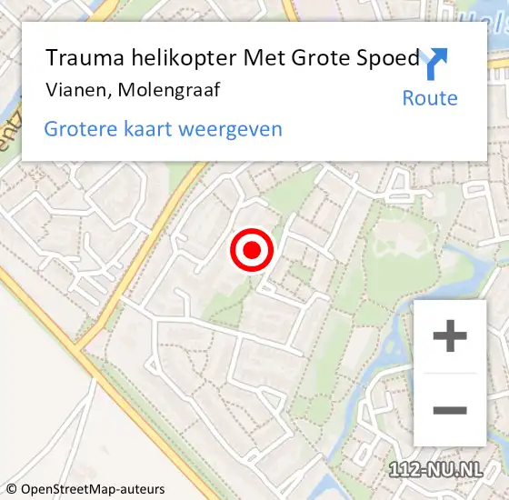 Locatie op kaart van de 112 melding: Trauma helikopter Met Grote Spoed Naar Vianen, Molengraaf op 24 november 2024 16:49