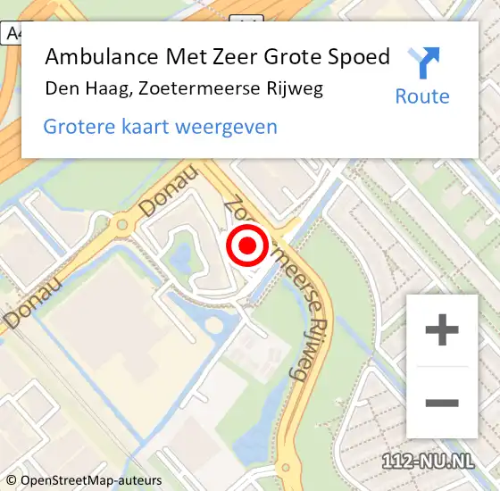 Locatie op kaart van de 112 melding: Ambulance Met Zeer Grote Spoed Naar Den Haag, Zoetermeerse Rijweg op 24 november 2024 16:59