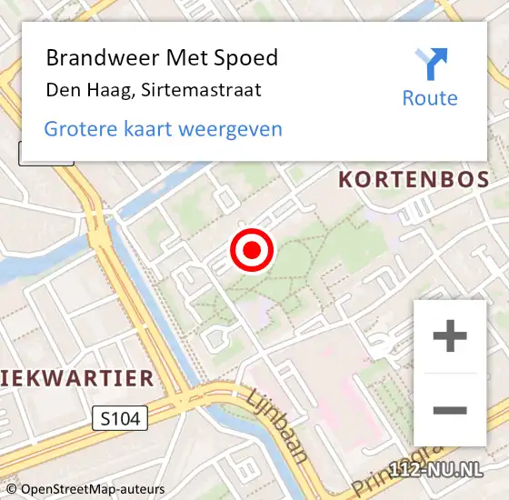 Locatie op kaart van de 112 melding: Brandweer Met Spoed Naar Den Haag, Sirtemastraat op 24 november 2024 17:01