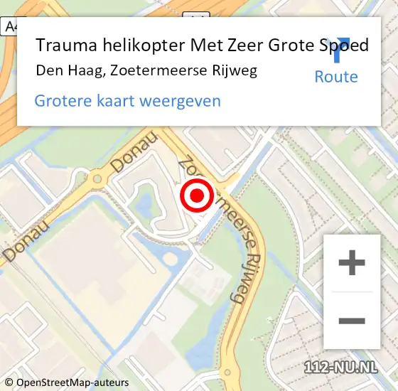 Locatie op kaart van de 112 melding: Trauma helikopter Met Zeer Grote Spoed Naar Den Haag, Zoetermeerse Rijweg op 24 november 2024 17:03