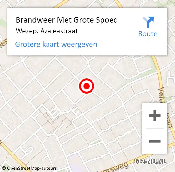 Locatie op kaart van de 112 melding: Brandweer Met Grote Spoed Naar Wezep, Azaleastraat op 24 november 2024 17:04