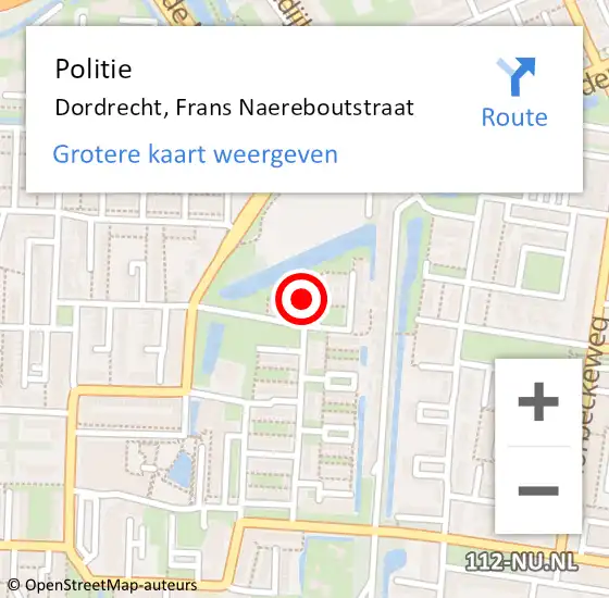 Locatie op kaart van de 112 melding: Politie Dordrecht, Frans Naereboutstraat op 24 november 2024 17:20