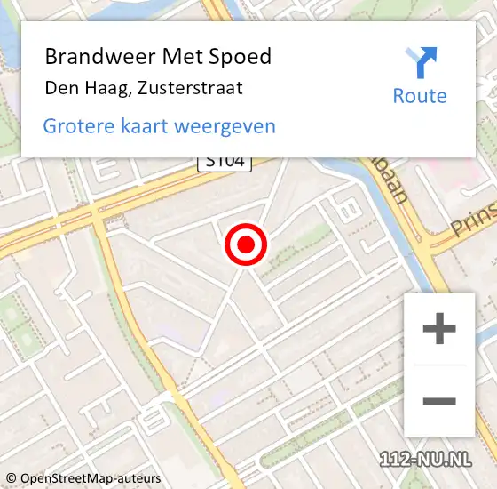 Locatie op kaart van de 112 melding: Brandweer Met Spoed Naar Den Haag, Zusterstraat op 24 november 2024 17:20