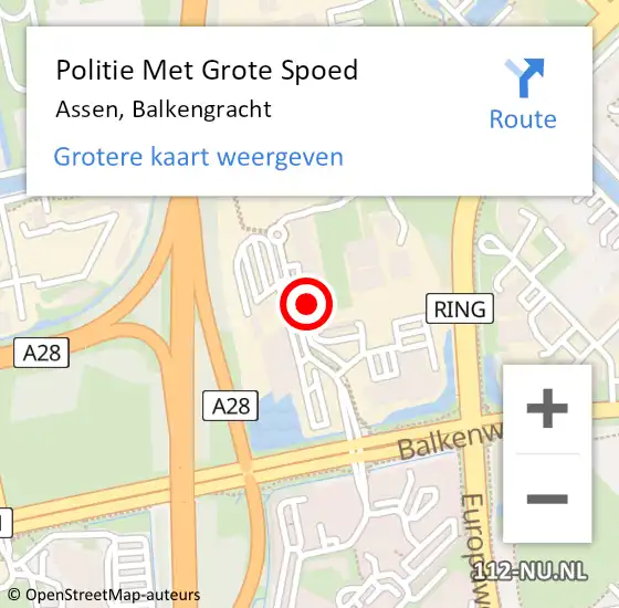 Locatie op kaart van de 112 melding: Politie Met Grote Spoed Naar Assen, Balkengracht op 24 november 2024 17:26