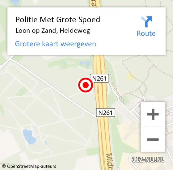 Locatie op kaart van de 112 melding: Politie Met Grote Spoed Naar Loon op Zand, Heideweg op 24 november 2024 17:34