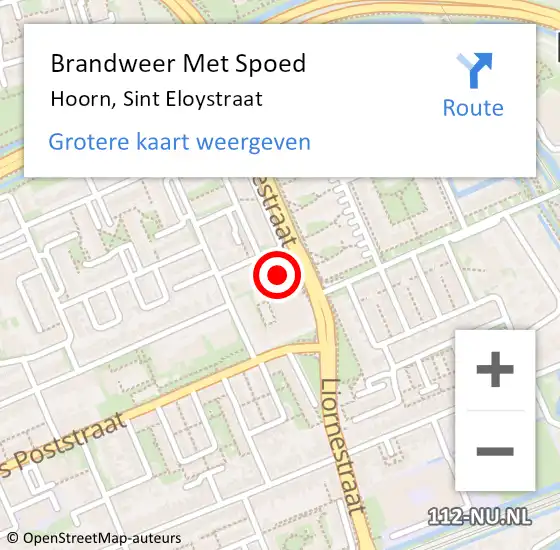 Locatie op kaart van de 112 melding: Brandweer Met Spoed Naar Hoorn, Sint Eloystraat op 24 november 2024 17:44