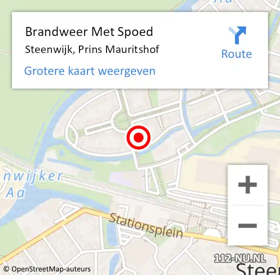 Locatie op kaart van de 112 melding: Brandweer Met Spoed Naar Steenwijk, Prins Mauritshof op 24 november 2024 17:48