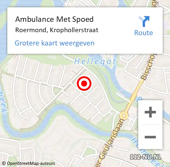 Locatie op kaart van de 112 melding: Ambulance Met Spoed Naar Roermond, Krophollerstraat op 24 november 2024 17:55