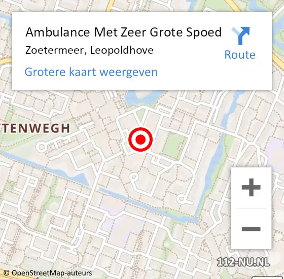 Locatie op kaart van de 112 melding: Ambulance Met Zeer Grote Spoed Naar Zoetermeer, Leopoldhove op 24 november 2024 18:21