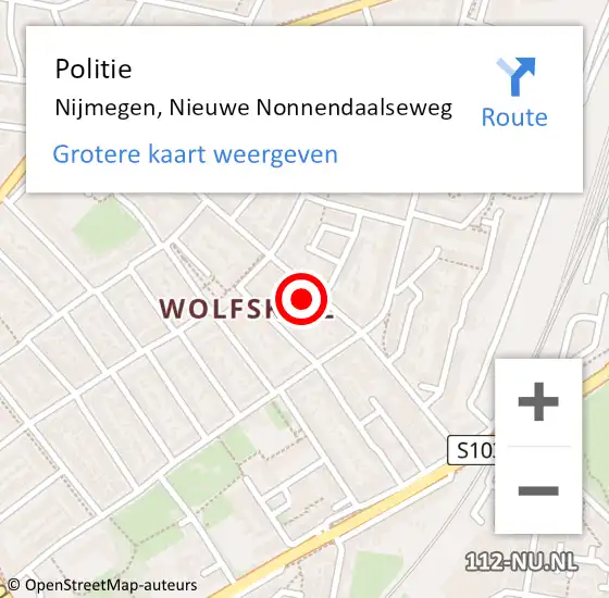 Locatie op kaart van de 112 melding: Politie Nijmegen, Nieuwe Nonnendaalseweg op 24 november 2024 18:32