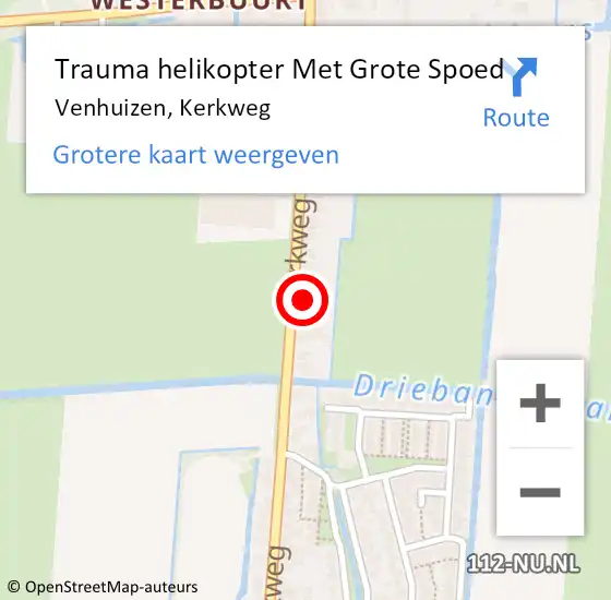 Locatie op kaart van de 112 melding: Trauma helikopter Met Grote Spoed Naar Venhuizen, Kerkweg op 24 november 2024 18:39