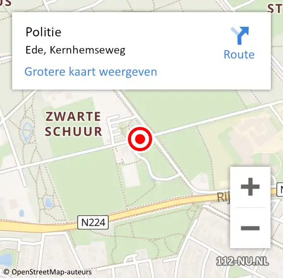 Locatie op kaart van de 112 melding: Politie Ede, Kernhemseweg op 24 november 2024 18:59