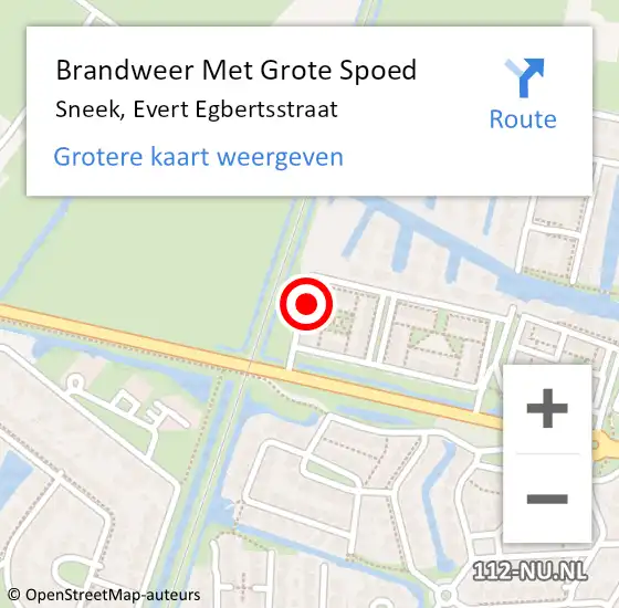 Locatie op kaart van de 112 melding: Brandweer Met Grote Spoed Naar Sneek, Evert Egbertsstraat op 24 november 2024 19:03