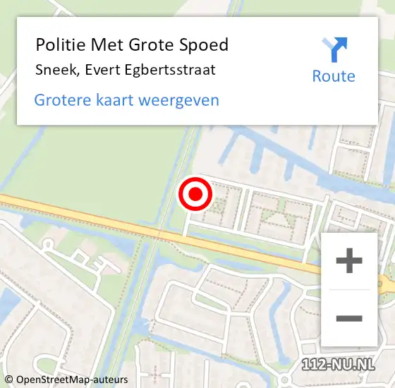 Locatie op kaart van de 112 melding: Politie Met Grote Spoed Naar Sneek, Evert Egbertsstraat op 24 november 2024 19:22