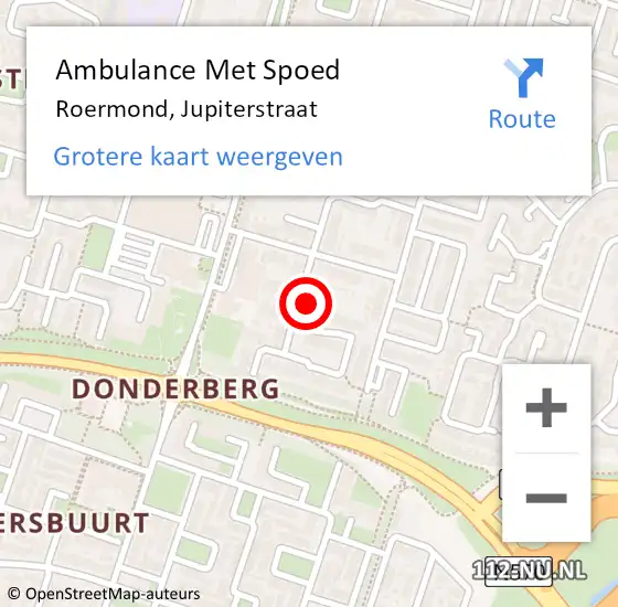 Locatie op kaart van de 112 melding: Ambulance Met Spoed Naar Roermond, Jupiterstraat op 24 november 2024 19:25