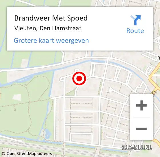 Locatie op kaart van de 112 melding: Brandweer Met Spoed Naar Vleuten, Den Hamstraat op 24 november 2024 19:54