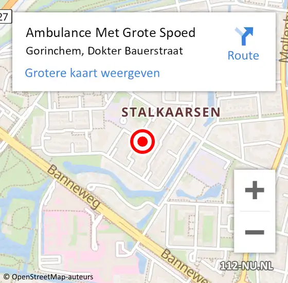 Locatie op kaart van de 112 melding: Ambulance Met Grote Spoed Naar Gorinchem, Dokter Bauerstraat op 24 november 2024 20:13