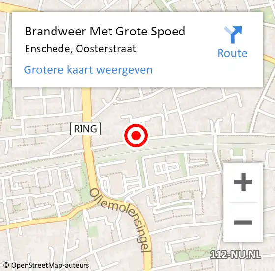 Locatie op kaart van de 112 melding: Brandweer Met Grote Spoed Naar Enschede, Oosterstraat op 24 november 2024 20:17