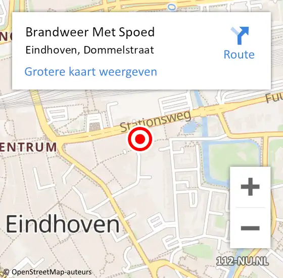 Locatie op kaart van de 112 melding: Brandweer Met Spoed Naar Eindhoven, Dommelstraat op 24 november 2024 20:20