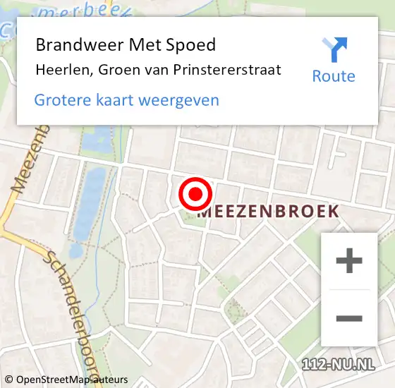 Locatie op kaart van de 112 melding: Brandweer Met Spoed Naar Heerlen, Groen van Prinstererstraat op 24 november 2024 20:20