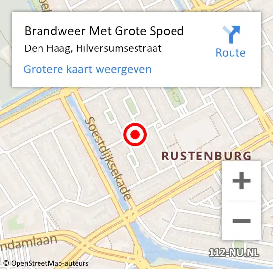 Locatie op kaart van de 112 melding: Brandweer Met Grote Spoed Naar Den Haag, Hilversumsestraat op 24 november 2024 20:33