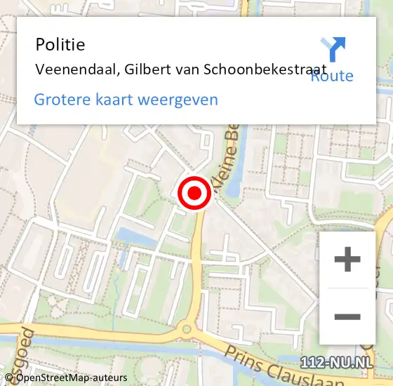 Locatie op kaart van de 112 melding: Politie Veenendaal, Gilbert van Schoonbekestraat op 24 november 2024 20:39