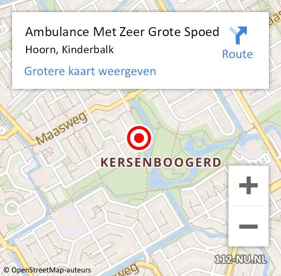 Locatie op kaart van de 112 melding: Ambulance Met Zeer Grote Spoed Naar Hoorn, Kinderbalk op 24 november 2024 20:44