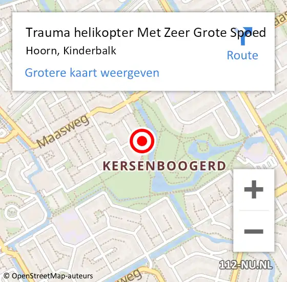 Locatie op kaart van de 112 melding: Trauma helikopter Met Zeer Grote Spoed Naar Hoorn, Kinderbalk op 24 november 2024 20:45