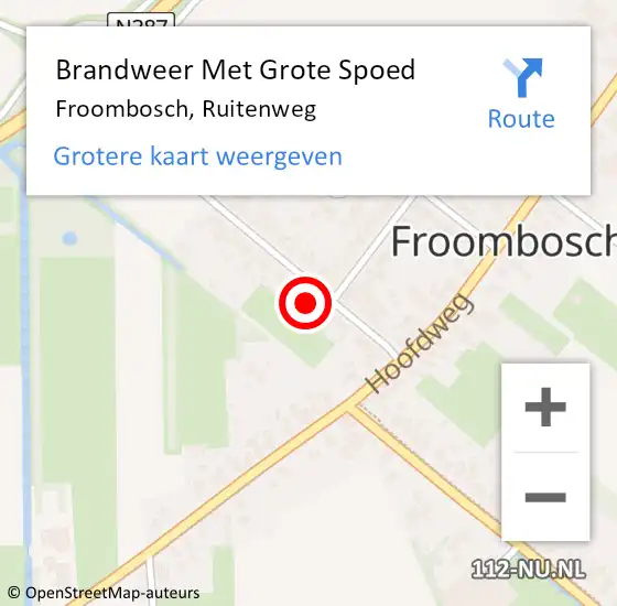 Locatie op kaart van de 112 melding: Brandweer Met Grote Spoed Naar Froombosch, Ruitenweg op 24 november 2024 20:45