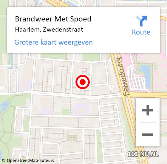 Locatie op kaart van de 112 melding: Brandweer Met Spoed Naar Haarlem, Zwedenstraat op 24 november 2024 20:46