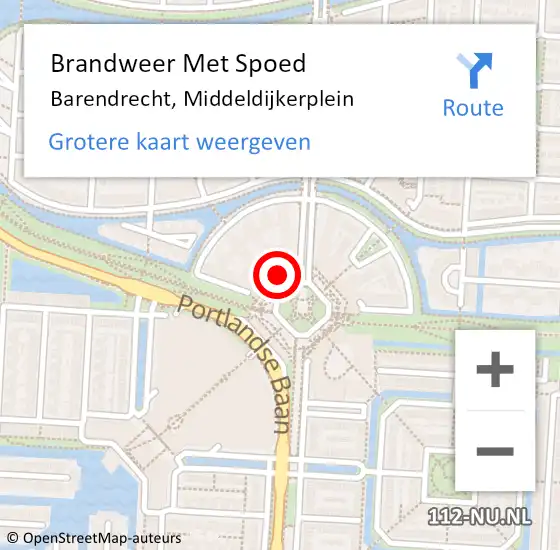 Locatie op kaart van de 112 melding: Brandweer Met Spoed Naar Barendrecht, Middeldijkerplein op 24 november 2024 21:15