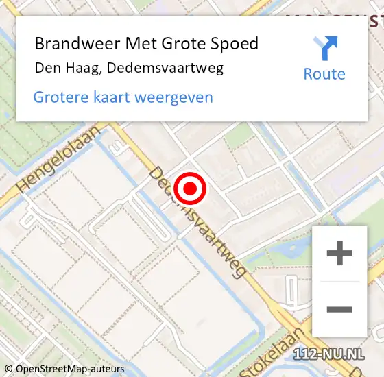 Locatie op kaart van de 112 melding: Brandweer Met Grote Spoed Naar Den Haag, Dedemsvaartweg op 24 november 2024 21:18