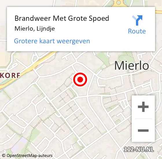 Locatie op kaart van de 112 melding: Brandweer Met Grote Spoed Naar Mierlo, Lijndje op 24 november 2024 21:24