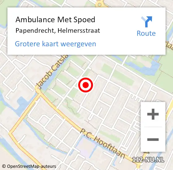 Locatie op kaart van de 112 melding: Ambulance Met Spoed Naar Papendrecht, Helmersstraat op 24 november 2024 21:29