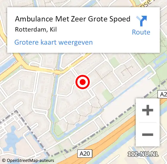 Locatie op kaart van de 112 melding: Ambulance Met Zeer Grote Spoed Naar Rotterdam, Kil op 24 november 2024 21:36