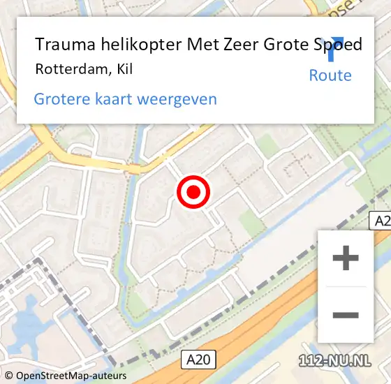 Locatie op kaart van de 112 melding: Trauma helikopter Met Zeer Grote Spoed Naar Rotterdam, Kil op 24 november 2024 21:36